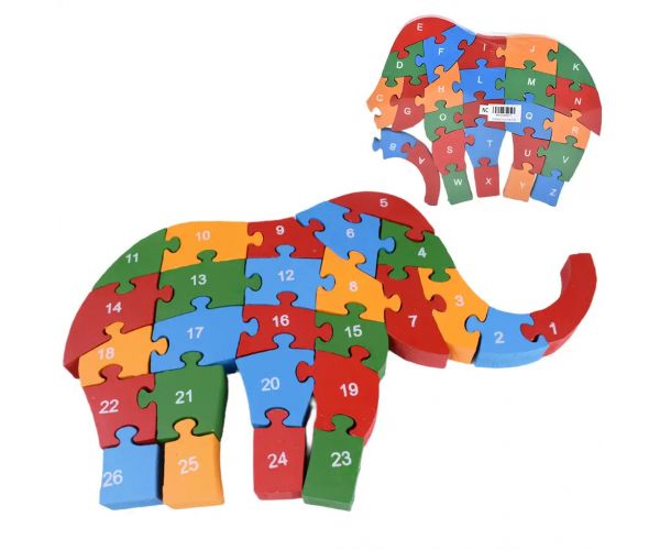 ABC - 123 elefántos fa oktató puzzle