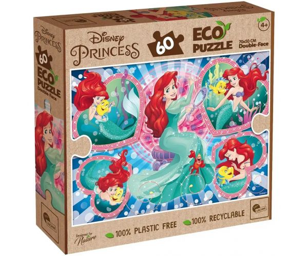 Ariel a kis hableány 2 az 1-ben 60db-os Eco puzzle és színező 70x50cm - Lisciani
