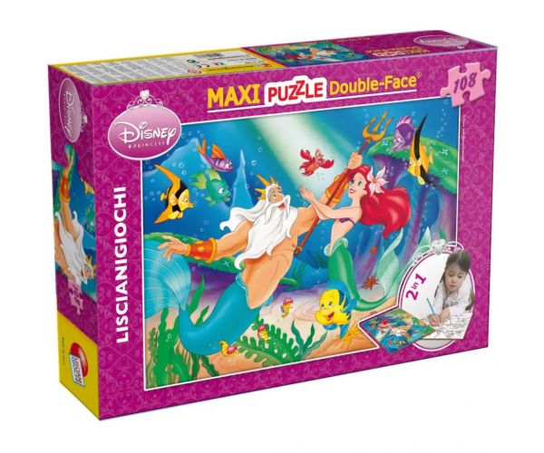 Ariel a kis hableány 2 az 1-ben 108db-os puzzle és színező 70x50cm - Lisciani