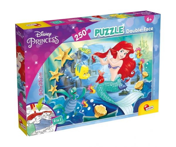 Ariel a kis hableány 2 az 1-ben 250db-os puzzle és színező 50x35cm - Lisciani