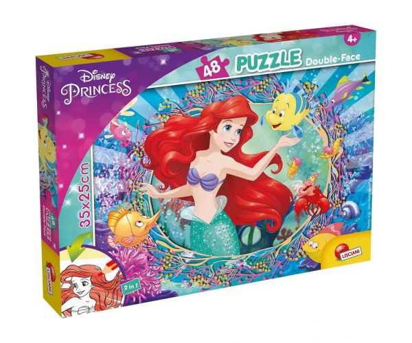 Ariel a kis hableány 2 az 1-ben 48db-os puzzle és színező 35x25cm - Lisciani