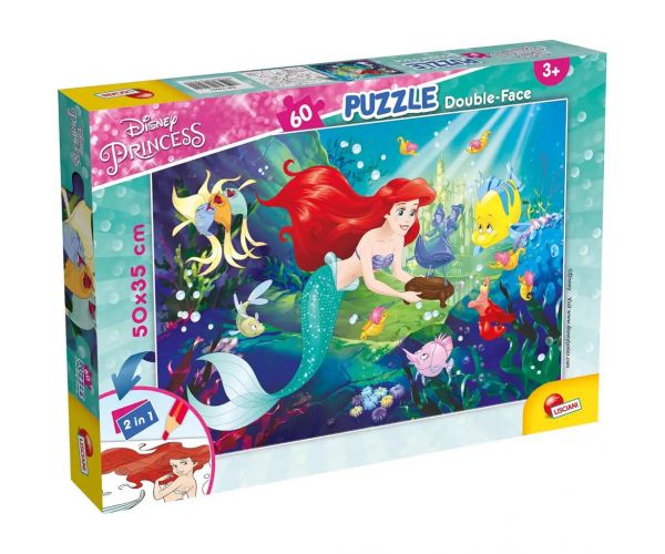 Ariel a kis hableány 2 az 1-ben 60db-os puzzle és színező 50x35cm - Lisciani