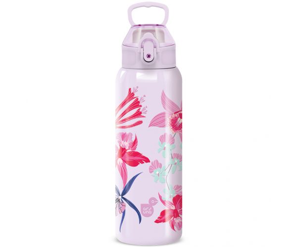 Ars Una: 3D Beach Flowers lila duplafalú fémkulacs 700ml