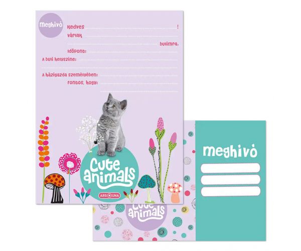 Ars Una: Cute Animals - Kitten cicás 10 db-os meghívó szett borítékkal