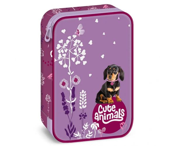 Ars Una: Cute Animals - Puppy tacskó mintás többszintes tolltartó 15,5x22,5x4,5cm