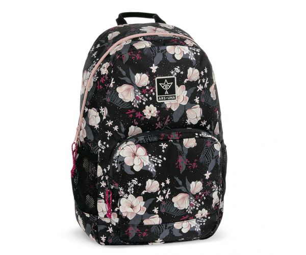 Ars Una: Flowery Black cvjetni AU-2 školska torba, ruksak 32x46x22cm