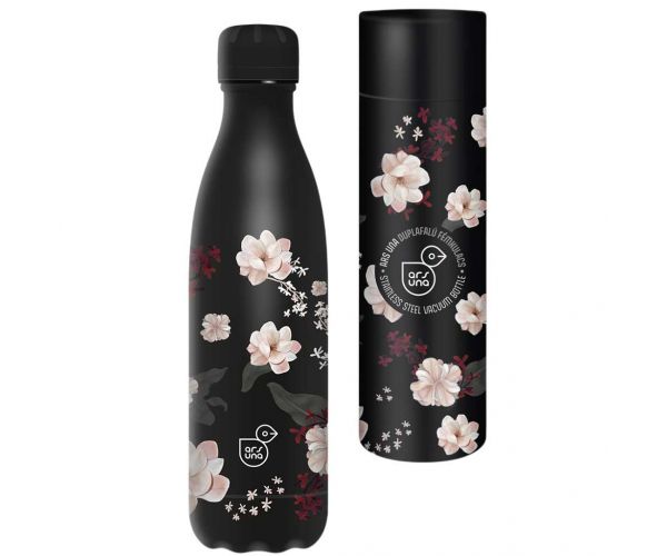 Ars Una: Flowery Black dvostruka metalna boca u ukrasnoj kutiji 500ml