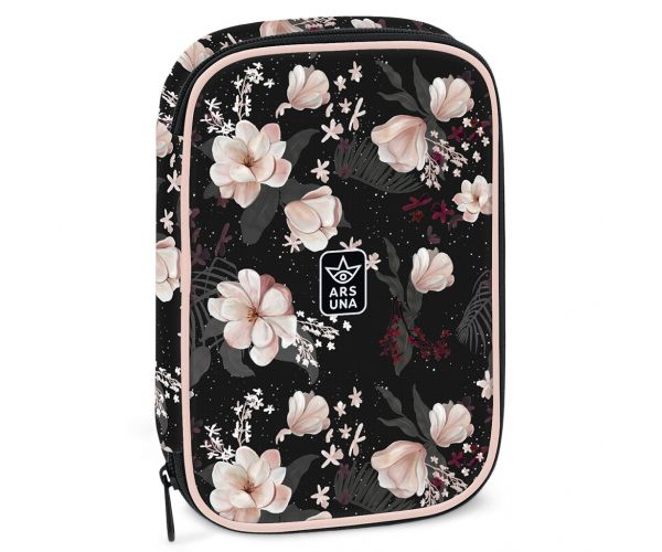 Ars Una: Flowery Black višeslojna pernica 15,5x22,5x4,5cm