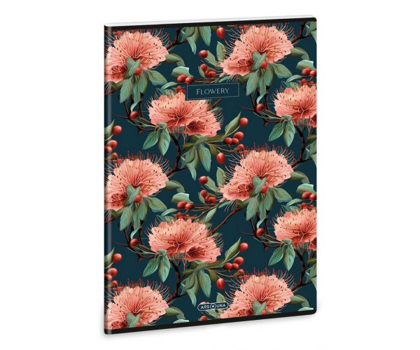 Ars Una: Flowery Green ekstra spiralni kvadratični bilježnica A/4