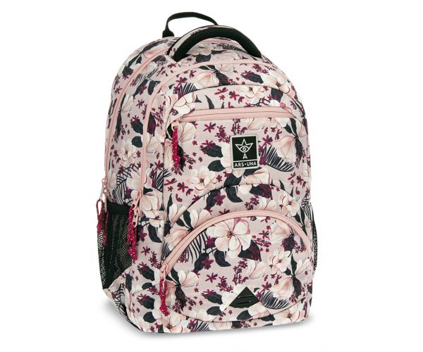 Ars Una: Flowery Pink cvjetni ergonomski školski ruksak, 33x45x24cm