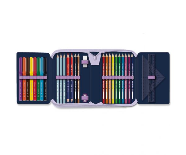 Ars Una: Navy Bloom cvjetna preklopna pernica s priborom 12,8x19,3x3,6 cm