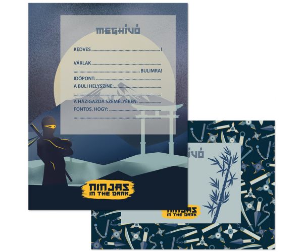 Ars Una Ninjas in the Dark pozivnica za zabavu s omotnicom, set od 10 komada