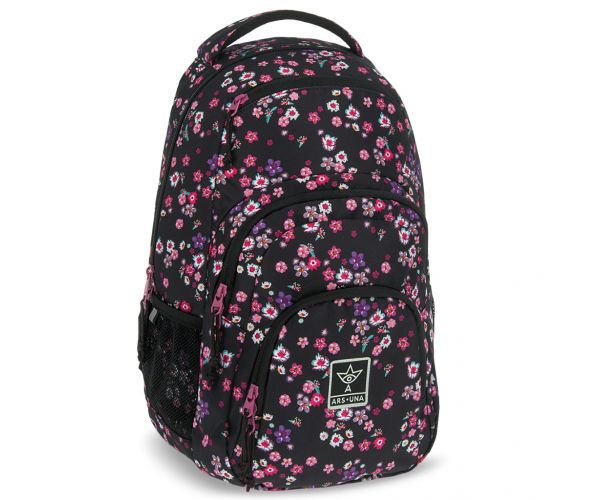 Ars Una: Peald Blossom Black cvjetni AU-2 školska torba, ruksak 32x46x22cm
