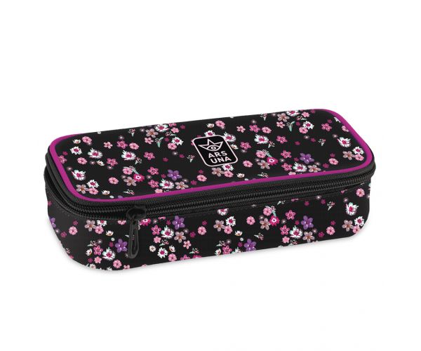 Ars Una: Pearl Blossom Black cvjetna tinejdžerska pernica 22,5x6x11,5cm