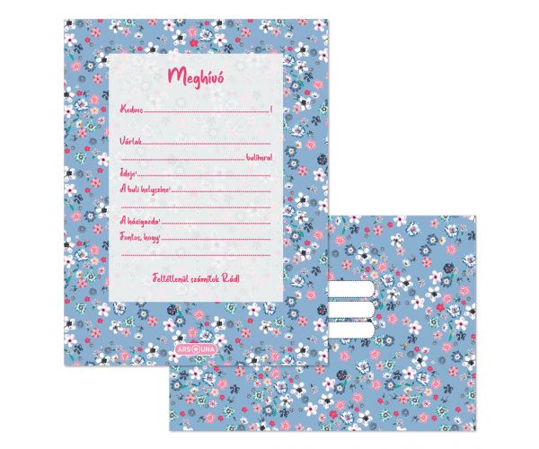 Ars Una: Pearl Blossom Blue set od 10 pozivnica s omotima