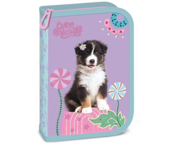 Ars Una: Cute animals Aussie kutyás kihajtható töltött tolltartó 13x19x4cm