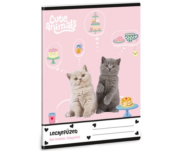 Ars Una: Cute animals-tea party cicás leckefüzet 38 lapos A/5