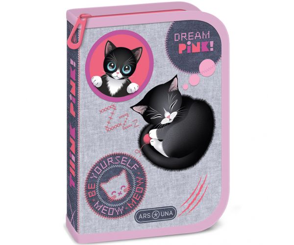 Ars Una: Think Pink cicás kihajtható töltött tolltartó 12,8x19,3x3,6 cm