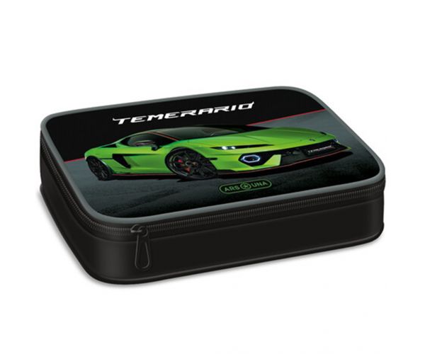 Ars Una: Zöld Lamborghini mintás többszintes tolltartó 15,5x22,5x4,5cm