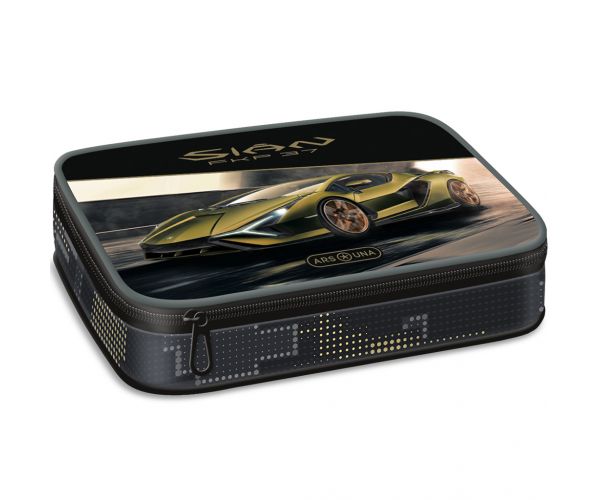Ars Una: Sárga Lamborghini többszintes tolltartó 15,5x22,5x4,5cm