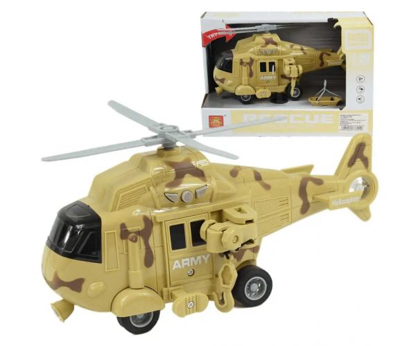 Armed Forces: Terepmintás homokszínű harci helikopter fény és hang effektekkel 1/20-as méretarány 21cm