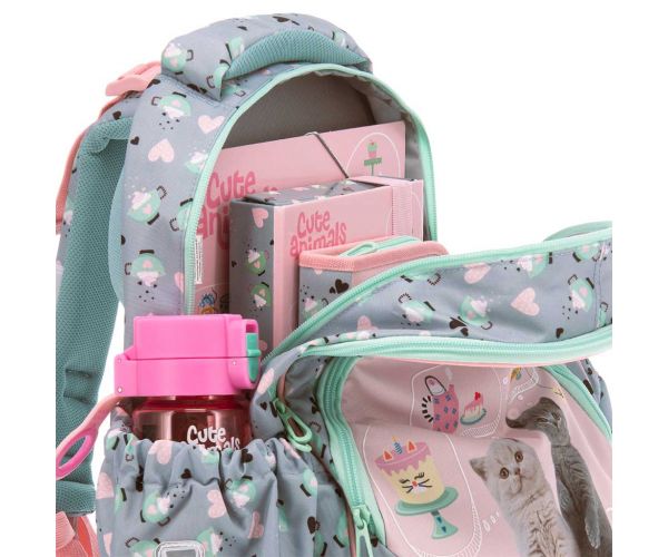 Ars Una: Cute Animals Tea Party anatomski školski ruksak s mačkama 33×43×22 cm