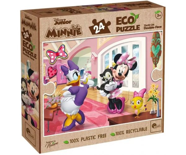 Minnie egér és Daisy kacsa kalandjai 2 az 1-ben 24db-os Eco maxi puzzle és színező 70x50cm - Lisciani
