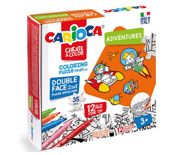 Avanture dvostrane puzzle sa 12 flomastera - Carioca