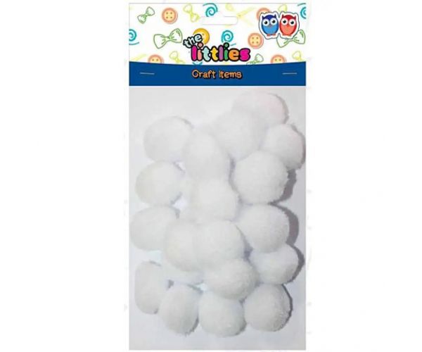 Bijeli pompon set 25mm 25kom
