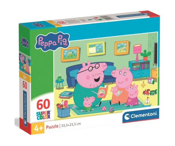 Peppa Prase obiteljska zabava 60-dijelni Supercolor puzzle - Clementoni