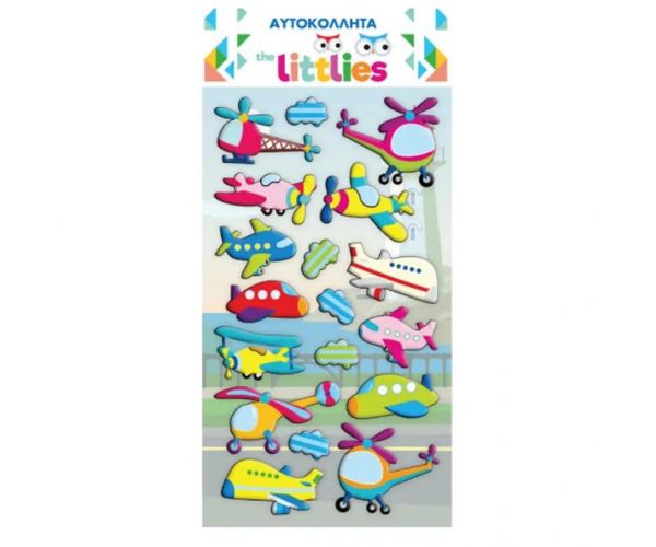 The Littlies: Set 3D naljepnica s motivima aviona i helikoptera na listu veličine 10x22 cm