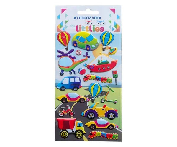 The Littlies: Šareni automobili 3D pufasti naljepnica set 10x22cm na listu