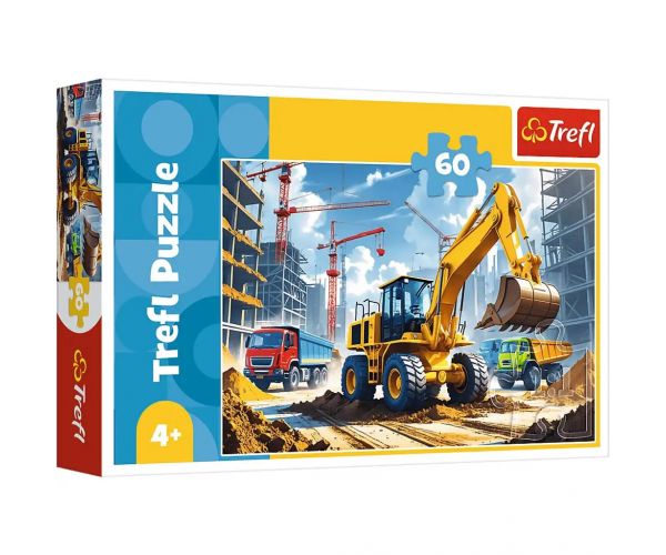 Kotró-rakodó traktor 60 db-os puzzle - Trefl
