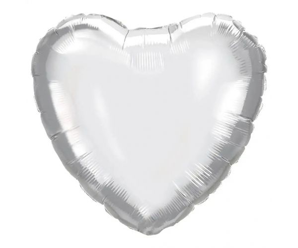 Szív alakú fólia lufi – ezüst 46cm