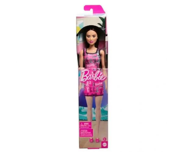 Barbie Chic barna hajú divatbaba rózsaszín Barbie ruhában - Mattel