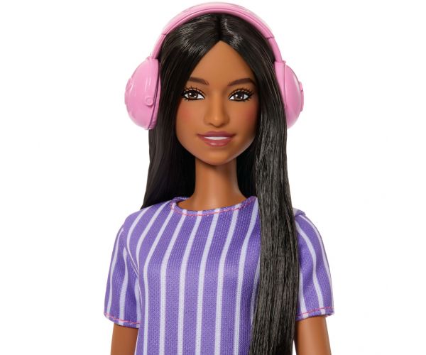 Barbie: Fashionista Prijateljice stilska modna lutka sa slušalicama u ljubičastoj haljini – Mattel