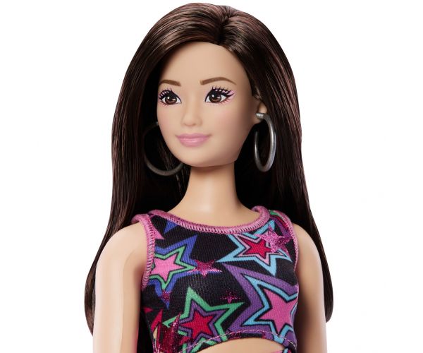 Barbie Fashionista Prijateljice stilska modna lutka u haljini s uzorkom zvijezda - Mattel