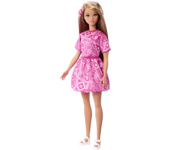 Barbie: Fashionista Prijateljice - stilska modna lutka u ružičastoj haljini s uzorkom marame - Mattel