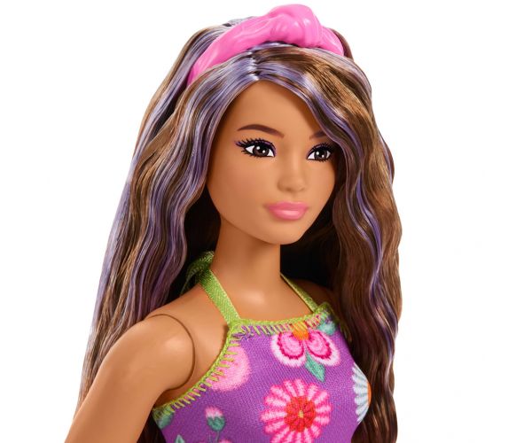 Barbie: Fashionista prijateljice, modna lutka u cvjetnoj haljini s ljubičastim pramenovima – Mattel