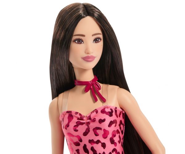 Barbie: Fashionista prijateljice smeđokosa stilska modna lutka u haljini s leopardovim uzorkom – Mattel