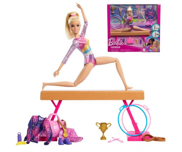 Barbie: Tornász baba játékszett kiegészítőkkel - Mattel