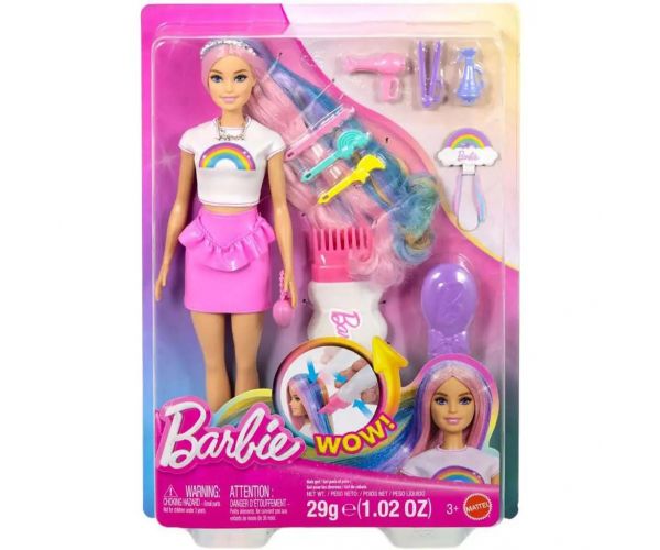 Barbie: Tündöklő Szivárványhaj baba kiegészítőkkel - Mattel