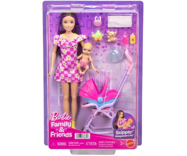 Barbie baba virágos ruhában bébiszitter játékszett - Mattel
