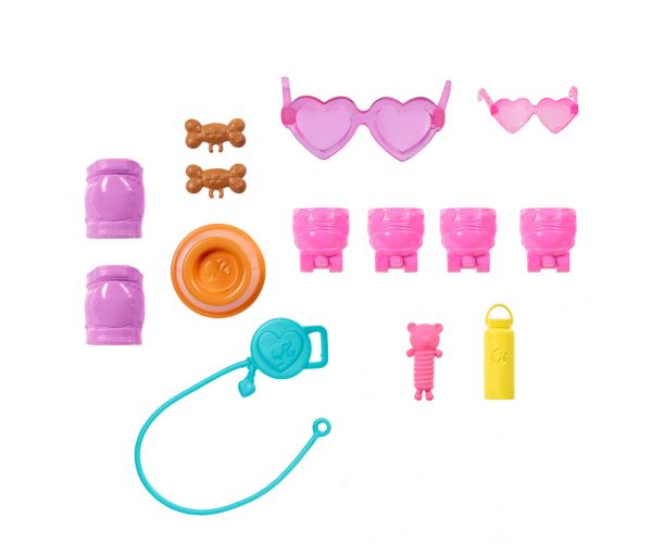 Barbie set za šetanje psa i rolanje - plavokosa lutka - Mattel