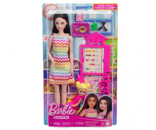 Barbie tanárnő karrierbaba játékszett szőke hajú kisgyerekkel - Mattel