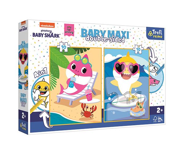 Baby Shark dvostrana 4u1 Baby Maxi puzzle 2x10kom - Trefl