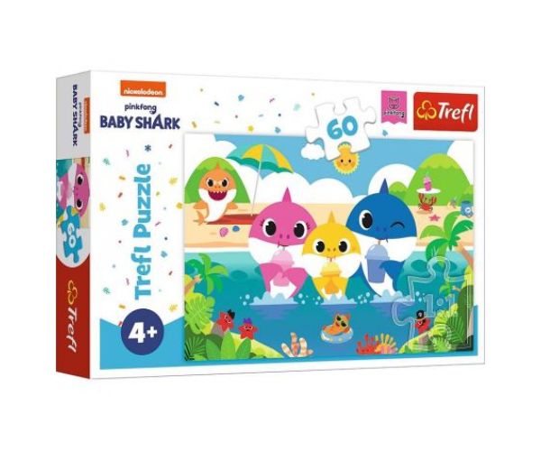 Baby Shark: Na odmoru s obitelji- Zajedno sa timom puzzle 60kom - Trefl