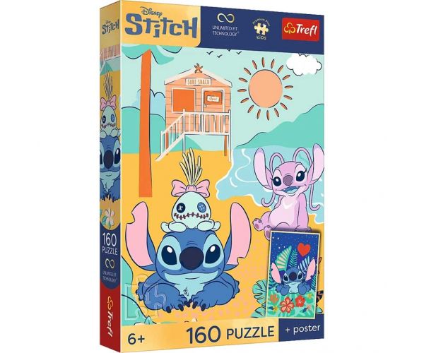Disney Stitch na plaži 160 komada UFT puzzle s posterom - Trefl