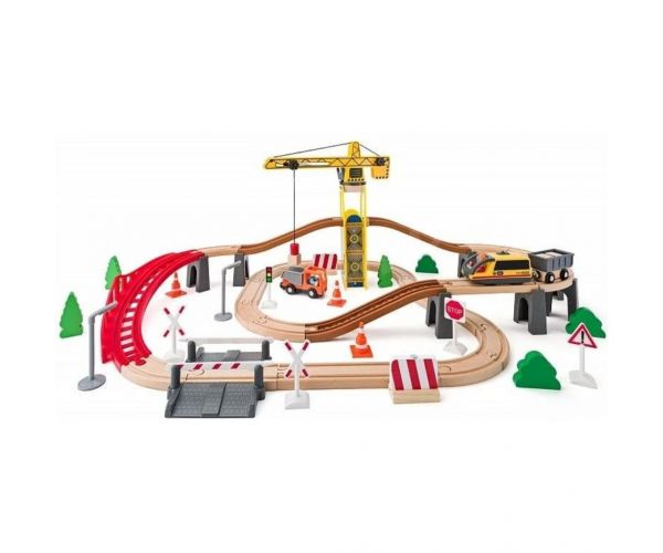 Drveni željeznički set s dizalicom - Woodyland