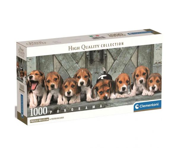 Beagle kutyusok 1000db-os panoráma puzzle 98x33cm - Clementoni